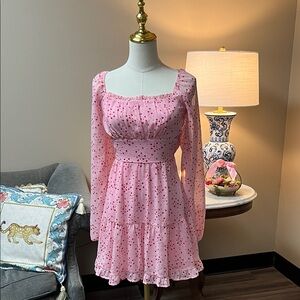 Francesca's Collections Pink Floral Long Sleeve Dress